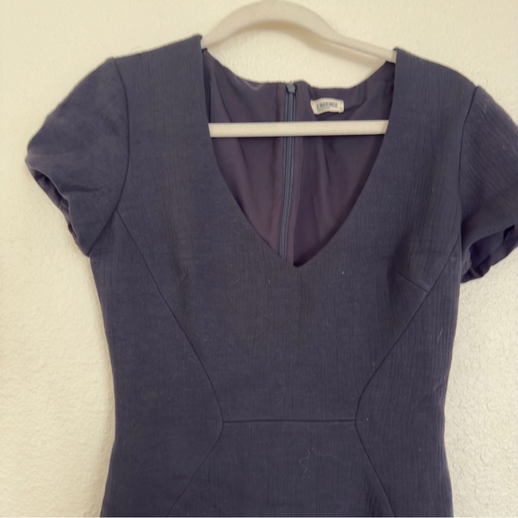 L’Agence Charcoal Gray V-Neck Textured Sheath Dress Size 6 - Picture 3 of 9